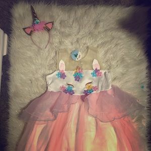 Girls unicorn dress and headband set